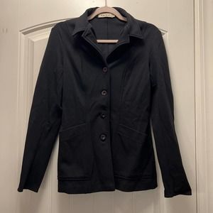 Poleci Women's Button Down Long Sleeve Casual‎ Jacket with Pockets Size M Black